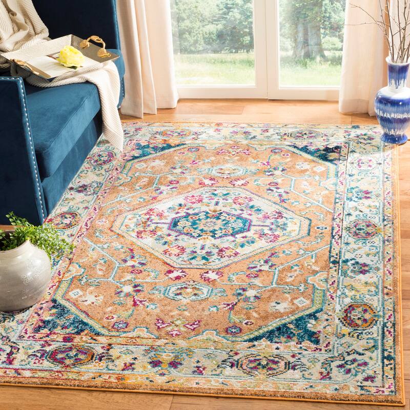 SAFAVIEH Savannah Doris Boho Oriental Polyester Medallion Rug - 3' x 5' - Orange/Orange