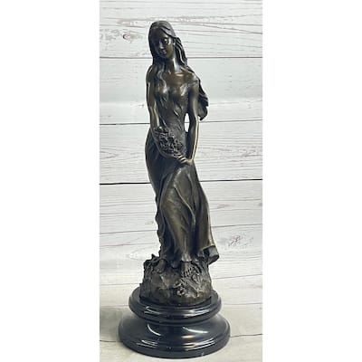 Signed Original French Milo Bridal Gift Bride With Bouquet Of Flower Bronze Figure