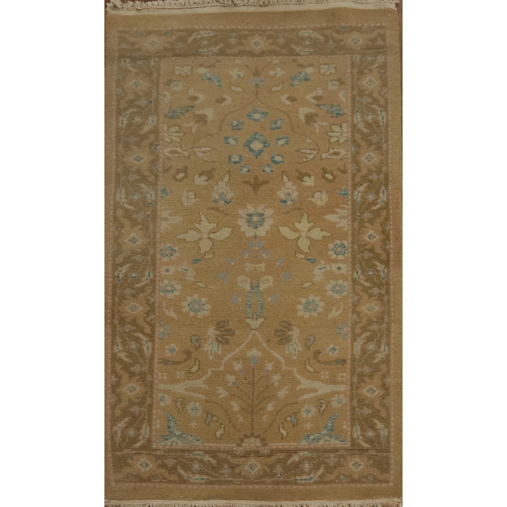 Hand Knotted Oriental 100% Wool Carpet Traditional All-Over Brown Ziegler Area Rug - 3' 11'' X 2' 0''