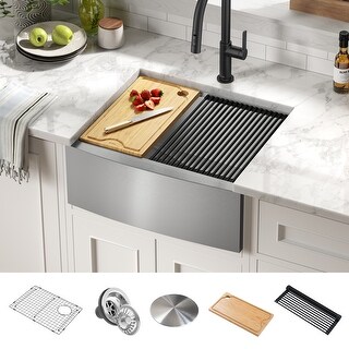 KRAUS Standart PRO Stainless Steel 30 in 1-Bowl Farmhouse ...