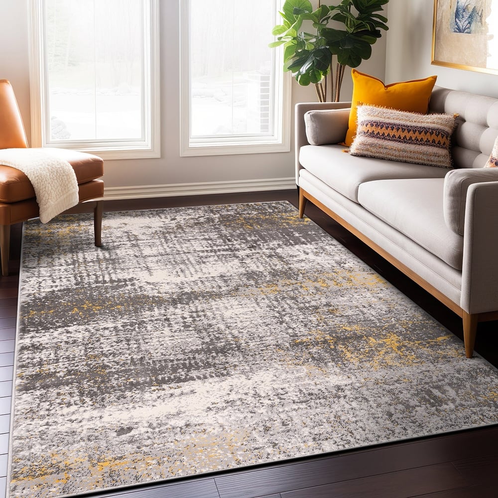 World Rug Gallery Geneva Contemporary Distressed Absract Area Rug