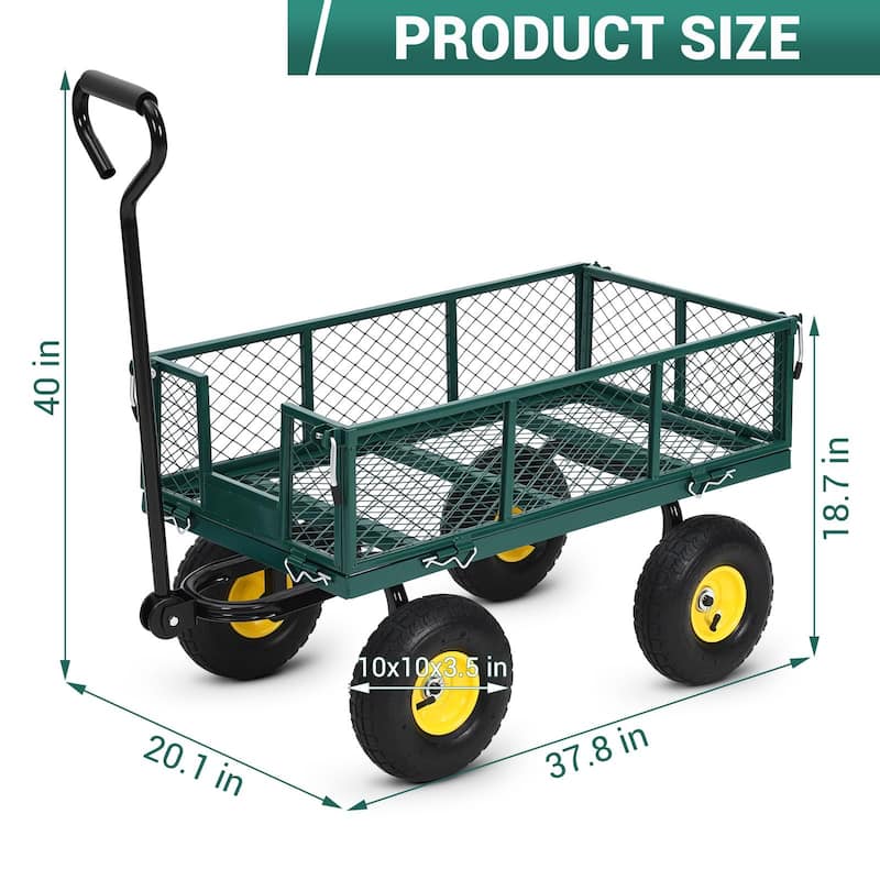 Heavy Duty Steel Utility Garden Wagon Cart with Removable Sides