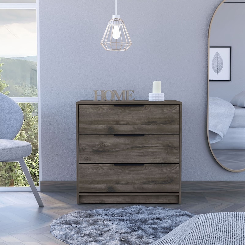 3-Drawer Rectangle Dresser White