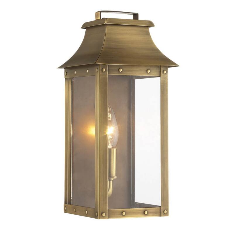 Traditional Copper Patina Wall Light with Clear Glass Design - 6” x 6” x 13.25”