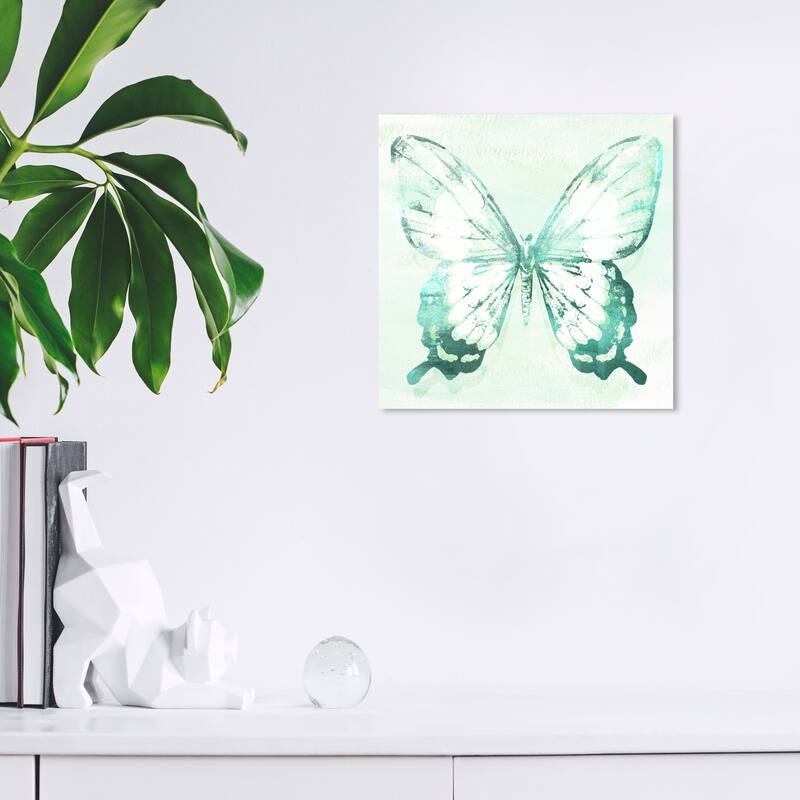 Wynwood Studio Canvas Animals Butterfly Jade Green and Modern & Contemporary Wall Art Canvas Print - 12 x 12