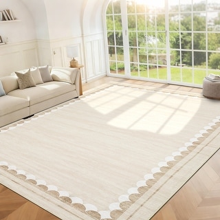 Shell Border Rug Garvee Modern Geometric Shell Pattern Bordered Area Rug - Bed Bath ...