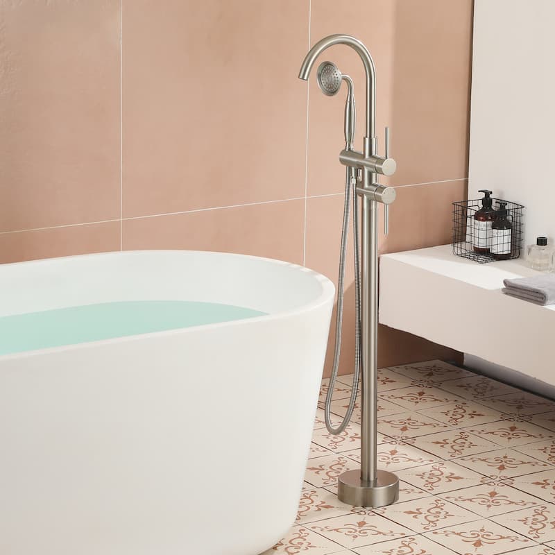 2-handle Freestanding Bathtub Faucet with Hand Held Shower