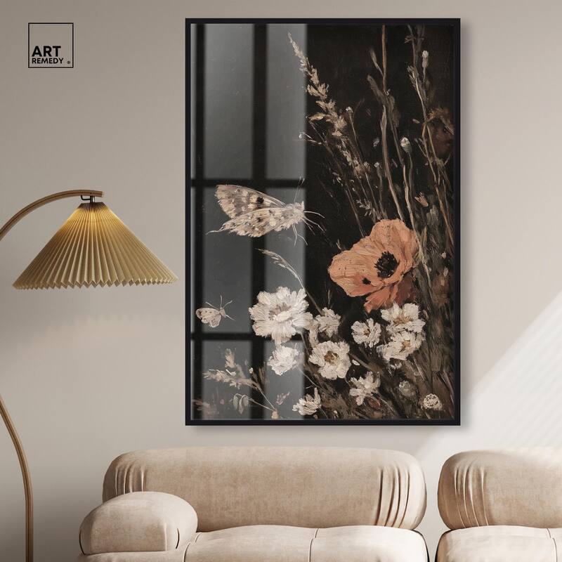 Poppy and Moth II Shadowbox by Art Remedy
