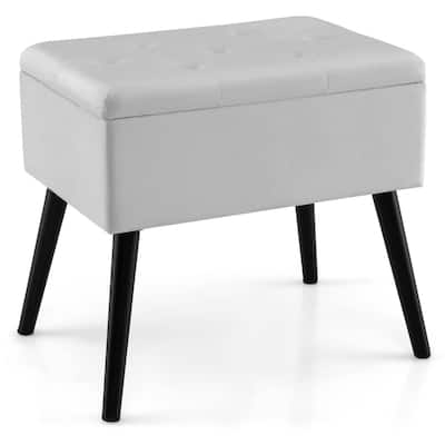 Costway Velvet Vanity Stool Ottoman with Storage Solid Wood Legs - See Details