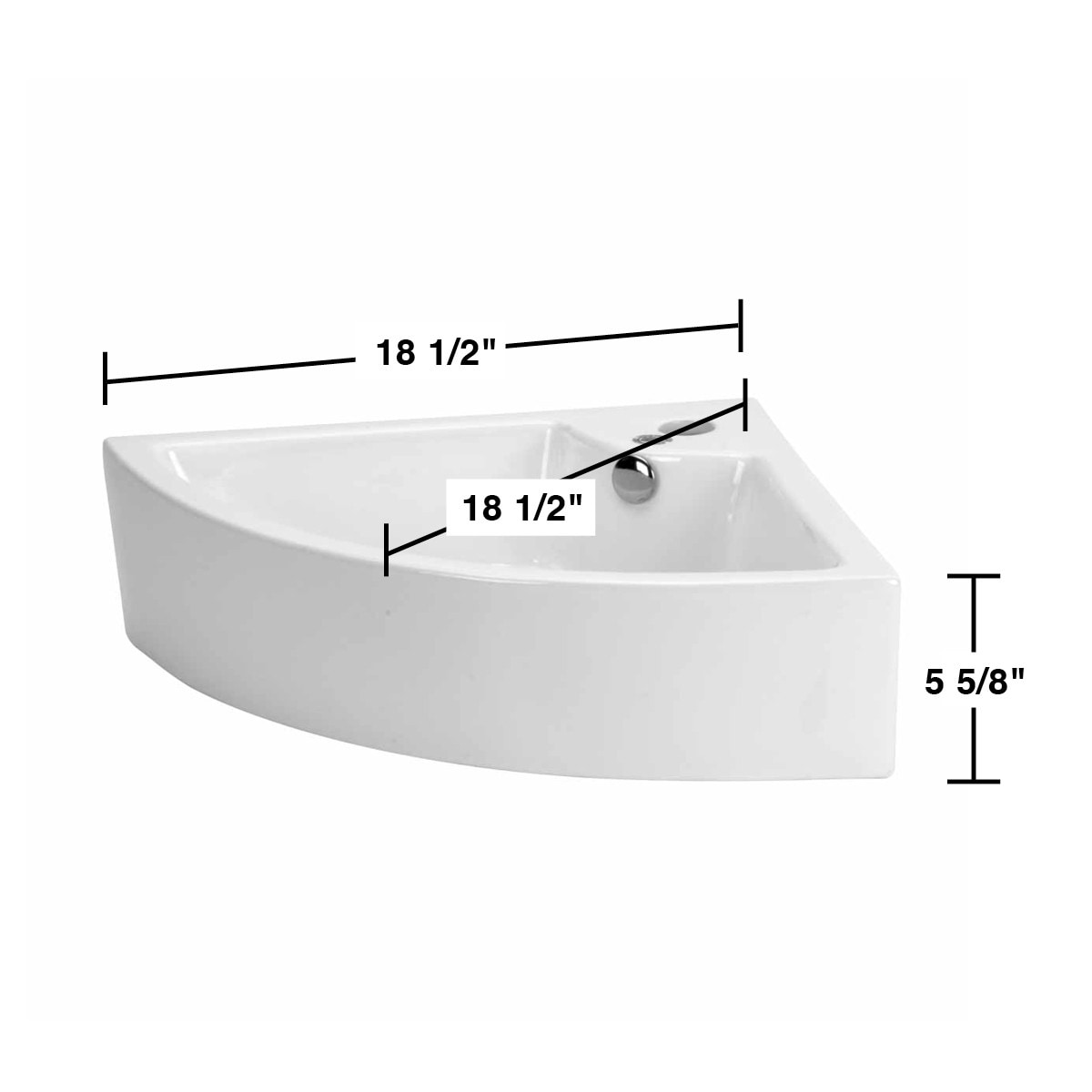 HUDSON White Ceramic Triangular Corner Bathroom Vessel Sink with