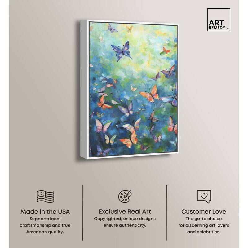 Art Remedy Aesthetic Butterflies Framed Butterfly 1 Piece Canvas Wall Art