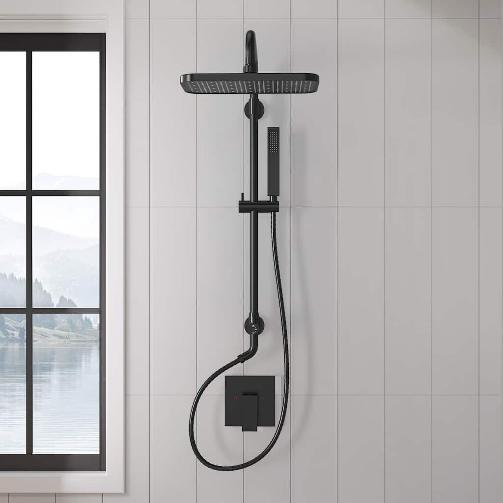 GRANDJOY 12" Rainfall Shower Head 3-Function Shower System with Adjustable Handheld Spray