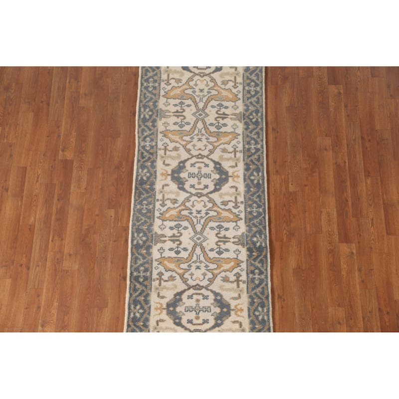 Oushak Oriental Runner Rug Handmade Floral Wool Carpet - 2'5"x 7'9"