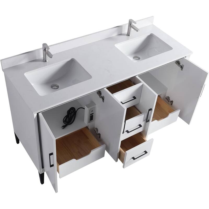 VSD Freestanding Shaker Bathroom Vanity with Cultured Marble Sink