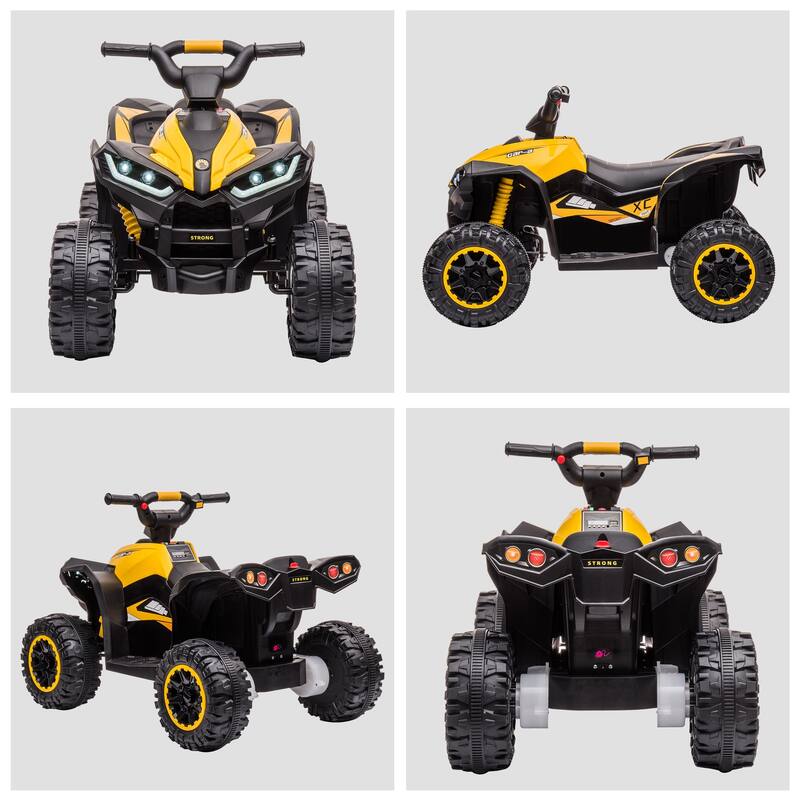 Aosom 12V Kids ATV Quad Car with Forward & Backward Function, Four Wheeler for Kids with Wear-Resistant Wheels, Music