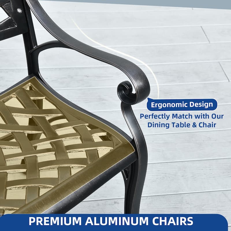 Moasis 39.4" Cast Aluminum Outdoor Bench 2-Person Patio Garden Bench