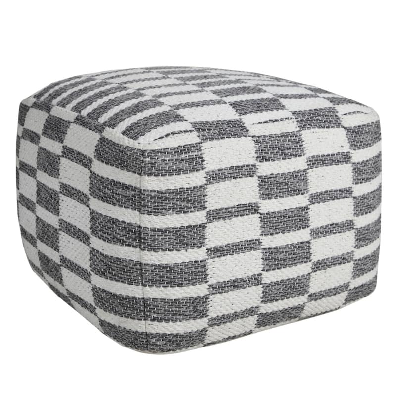 HomeRoots 18" Gray 100% Cotton Ottoman