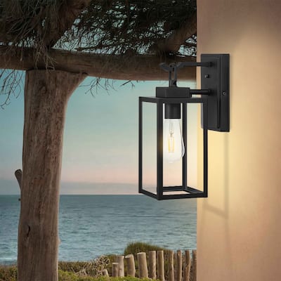 Matt Black 13.62"H Outdoor Wall Lantern with Dusk to Dawn Sensor