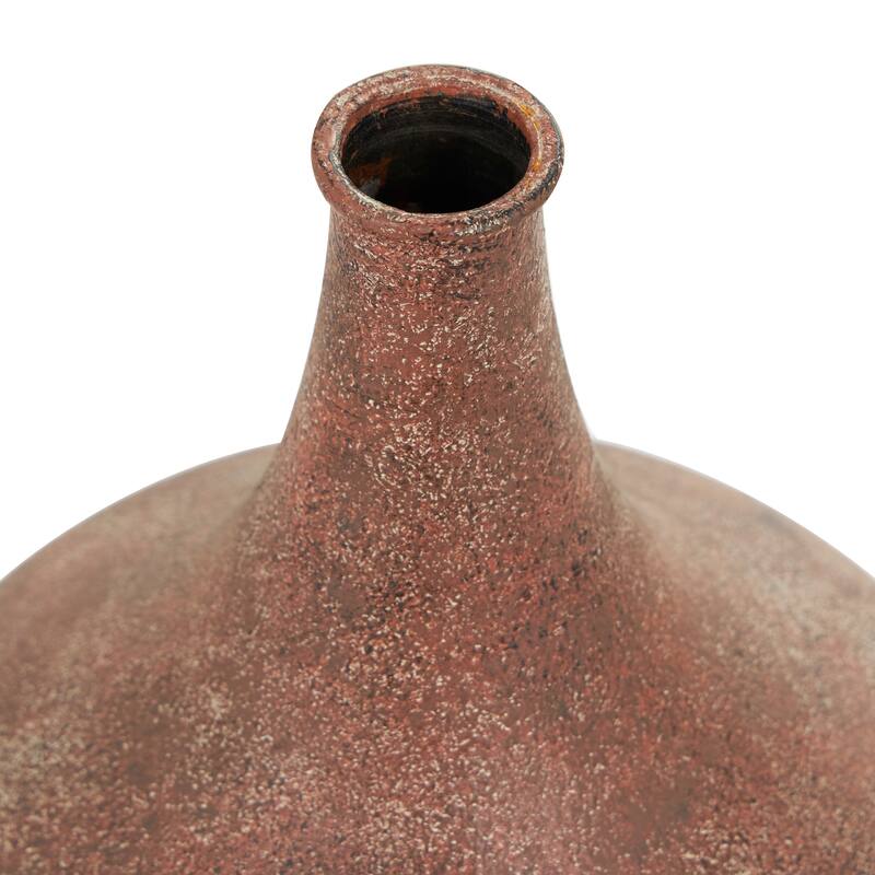 Copper Metal Distressed Textured Ombre Vase with Cream Accent