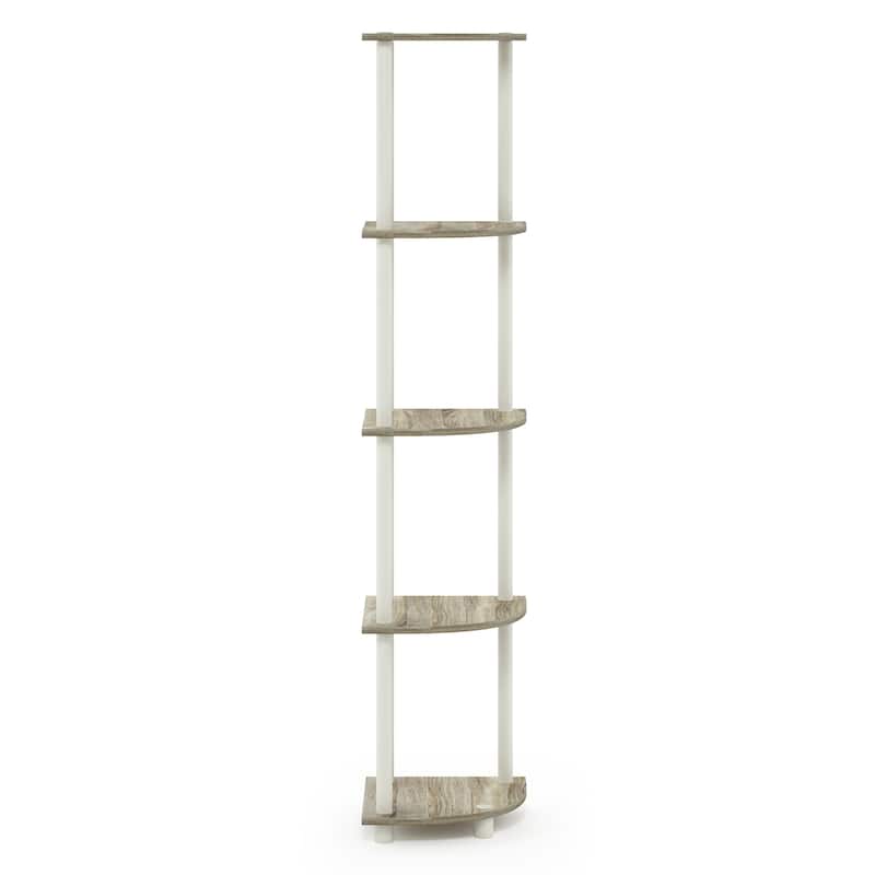 Furinno Turn-N-Tube 5 Tier Corner Display Rack Multipurpose Shelving Unit, Sonoma Oak/White