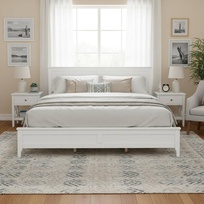 Modern Solid Wood Platform Bed with Tapered Legs and Sturdy Slats Support by Harper&Bright Designs