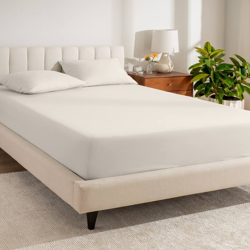 Bare Home Organic Cotton Percale Fitted Bottom Sheet - King - French Beige