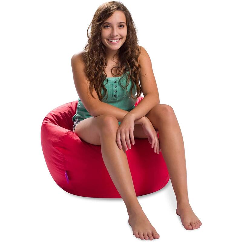 Bean Bag Chair for Kids, Teens and Adults, Comfy Chairs for your Room - 100in Round Bean Bag - Red