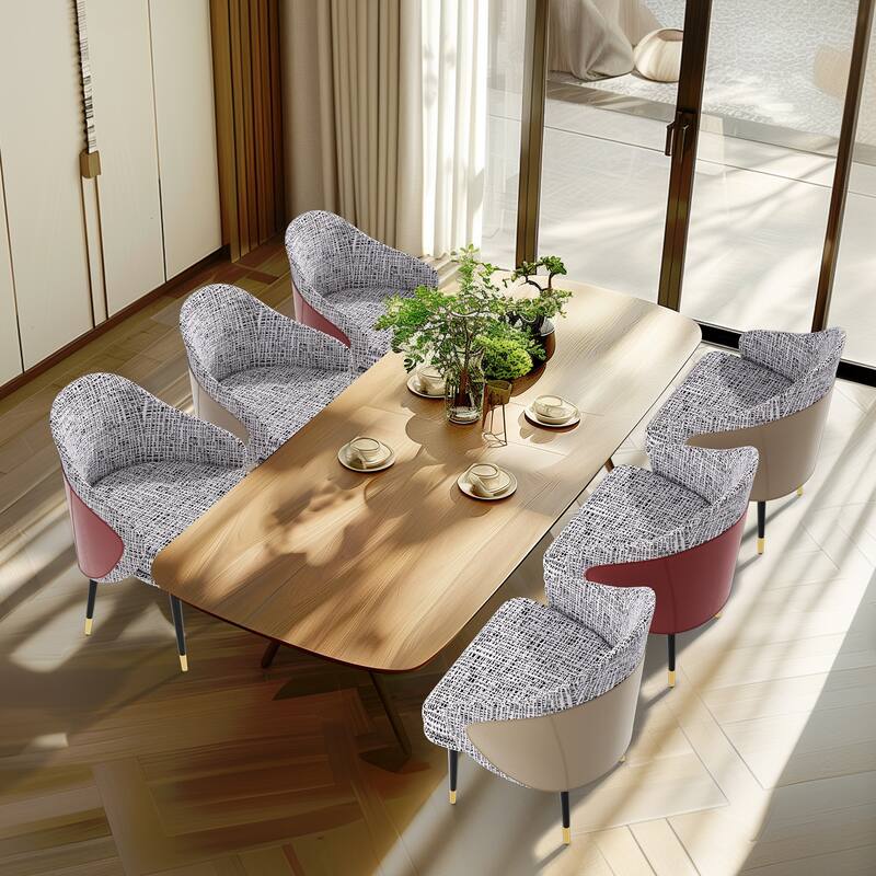 Set of 2 Accent Two Toned Dining Room Chairs Upholstered Seat Dining Chair
