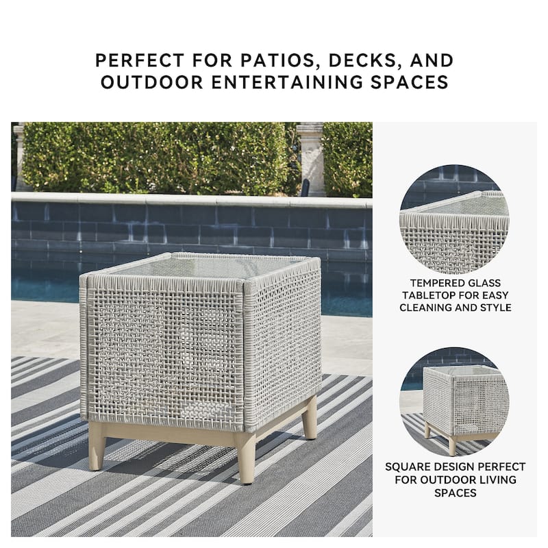 Signature Design by Ashley Seton Creek Gray Outdoor End Table - 21.63" W x 21.63" D x 23.25" H