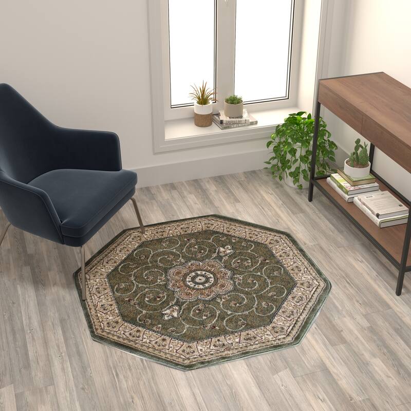 Medallion Motif Traditional Persian Style Olefin Area Rug