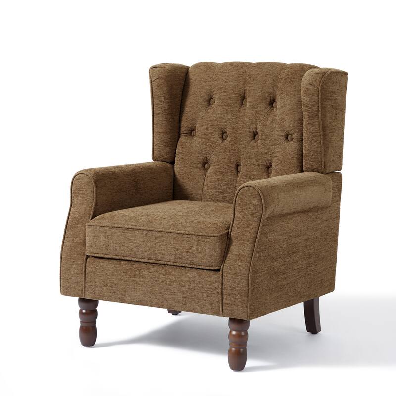 Button-Tufted Accent Chair Wingback Armchair - 38"H