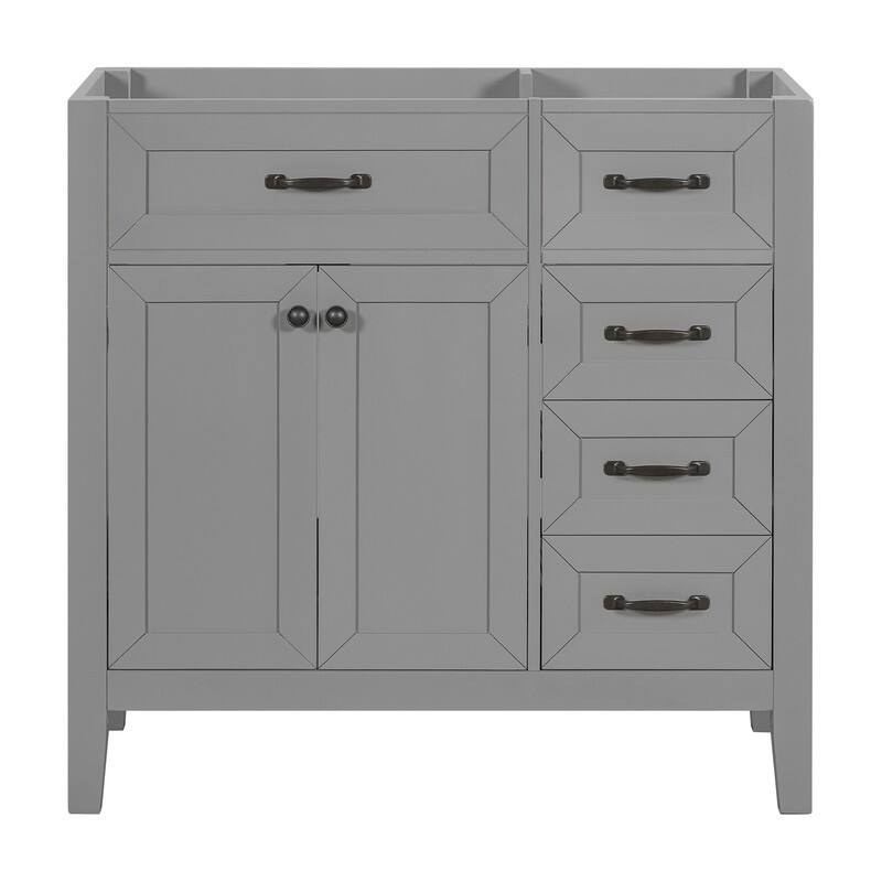 36" Bathroom Vanity without Sink, Cabinet Base Only, Bathroom Cabinet with Drawers, Solid Frame and MDF Board