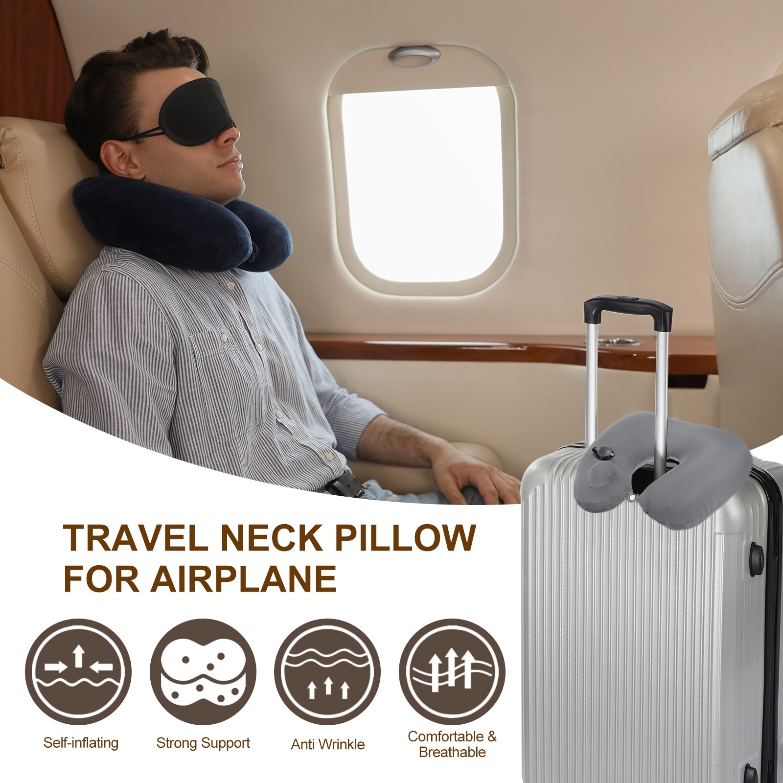 OMOUBOI Laptop Backpack Travel Set - neck pillows, eye masks, earplugs, toothbru Amazon.com: Homeify Airplane Neck Pillow Includes Travel  main image 3