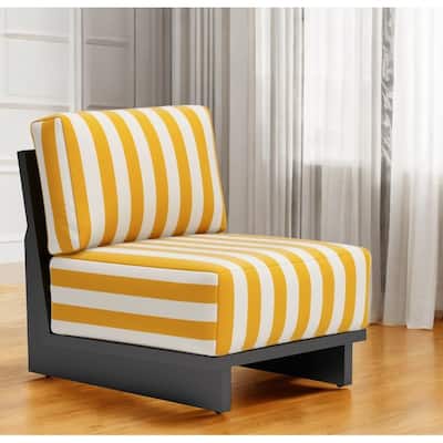 HomeRoots 27" White And Yellow And Black Fabric Striped Side Chair - 27' X '31.5' X '32