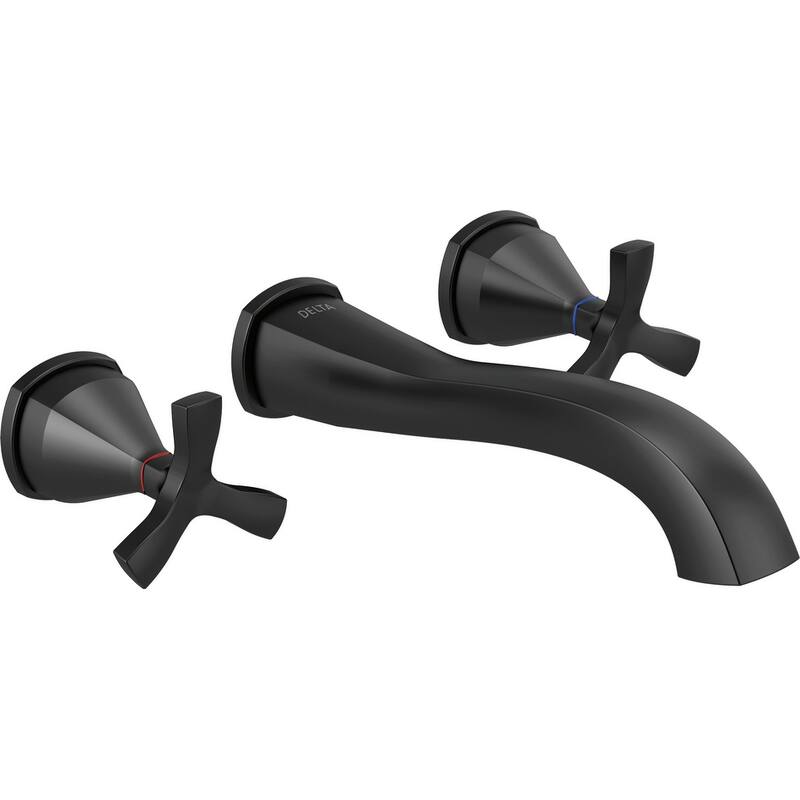 Delta Stryke 1.2 GPM Wall Mounted Widespread Bathroom Faucet with - Matte Black
