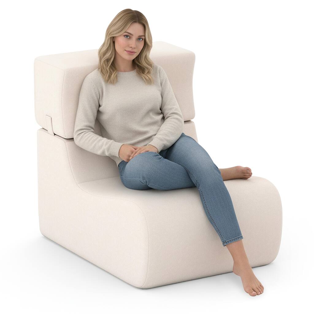 Gymax Floor Chair w/ Detachable Headrest Washable Ice Velvet Cover &