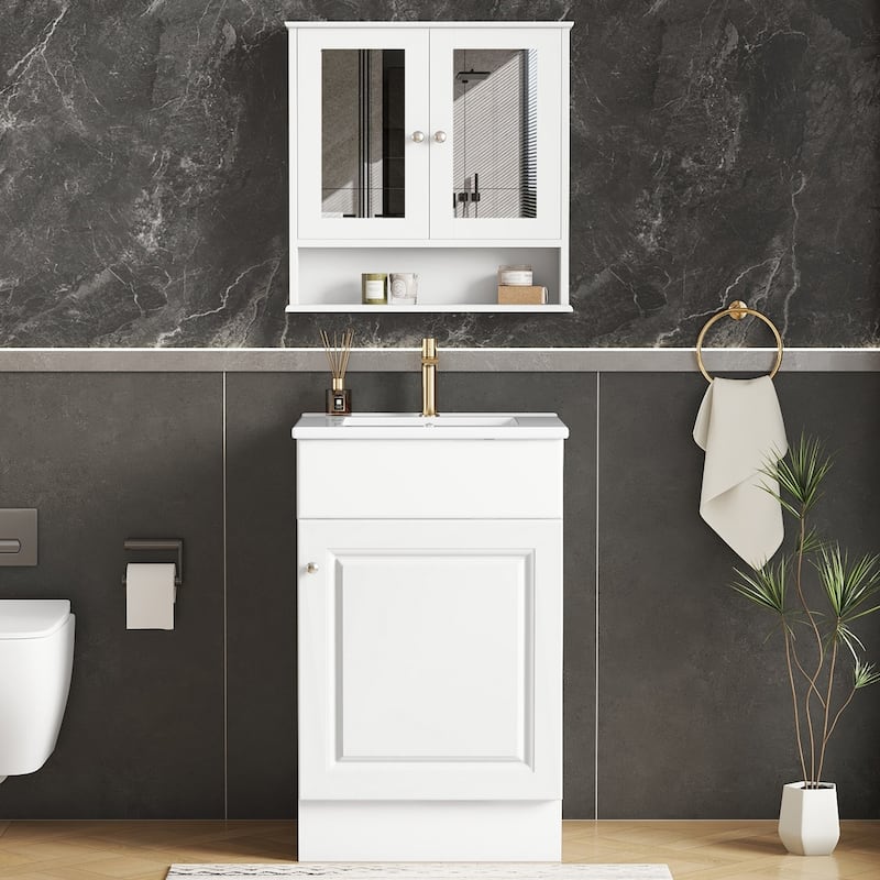 20" Bath Vanity Set - with Matching Mirror Medicine Cabinet & Ceramic Sink