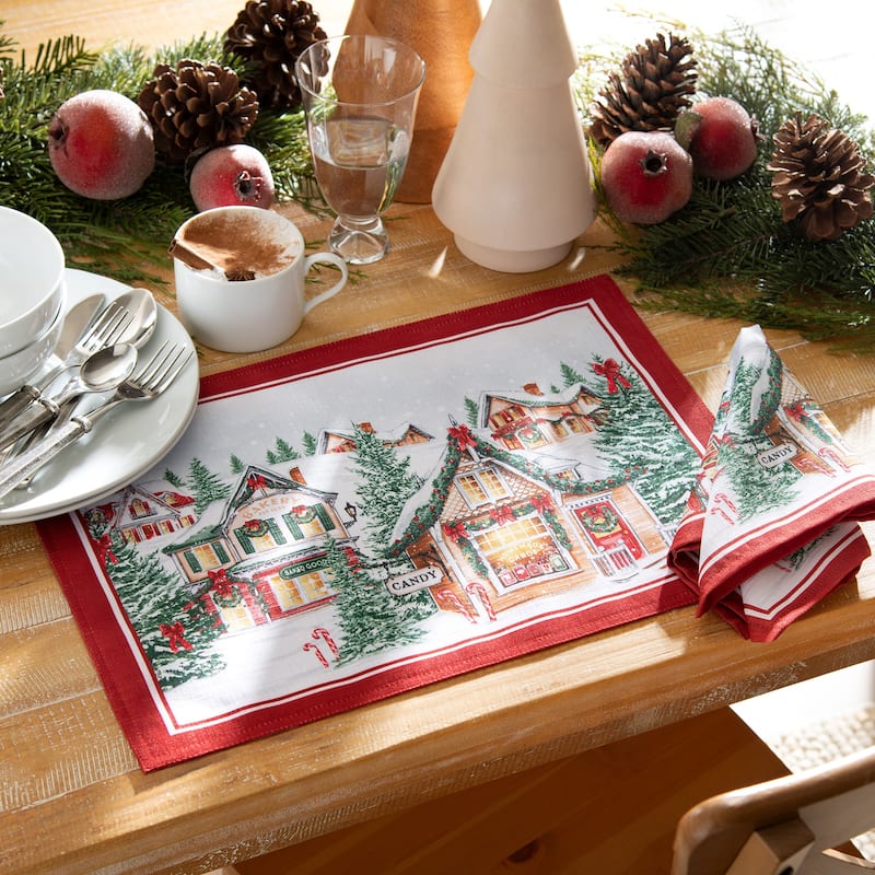 Storybook Christmas Village Holiday Napkin Set of 4 - 17x17