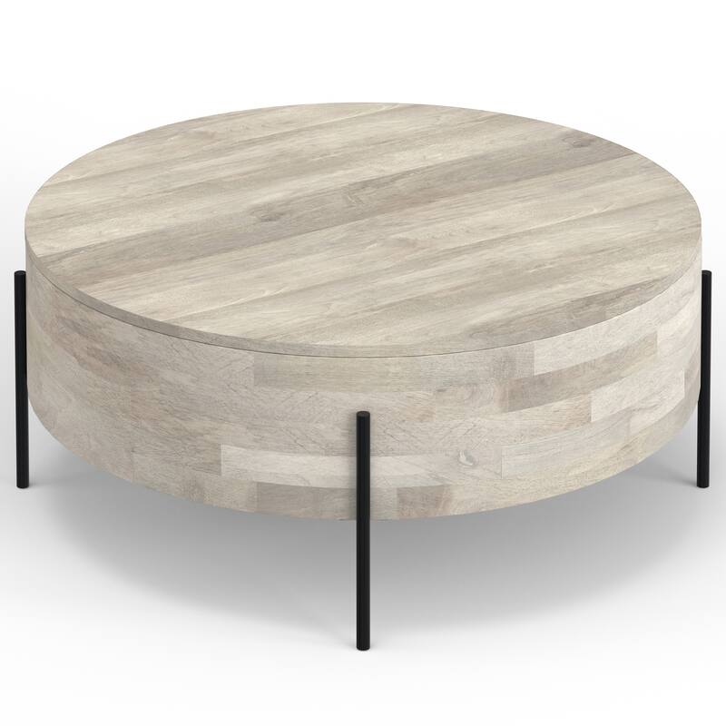 WYNDENHALL Farmington Modern Industrial Round Drum Coffee Table - 38"d x 38" w x 14"h