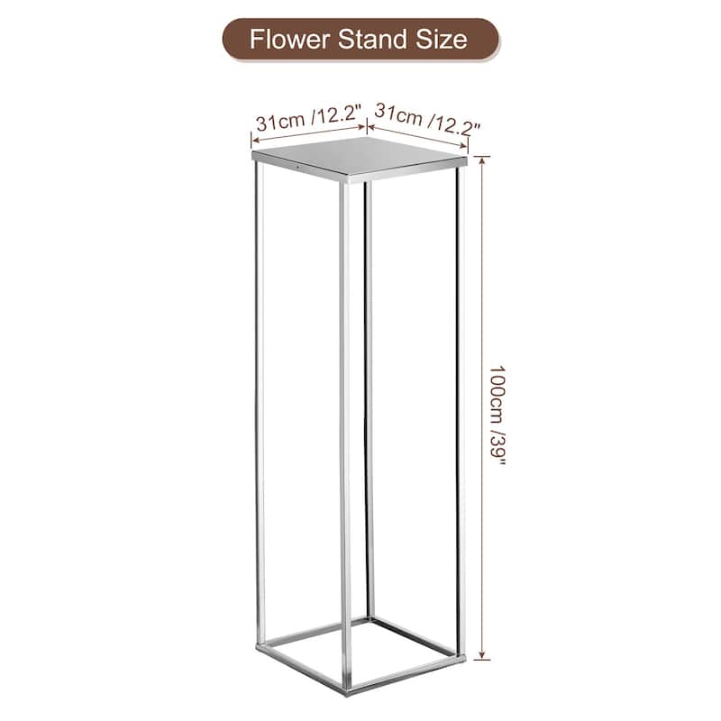 Wedding Flower Stand Vase Column, Metal Flower Rack 10Pcs - Silver Tone - 31*31*100cm