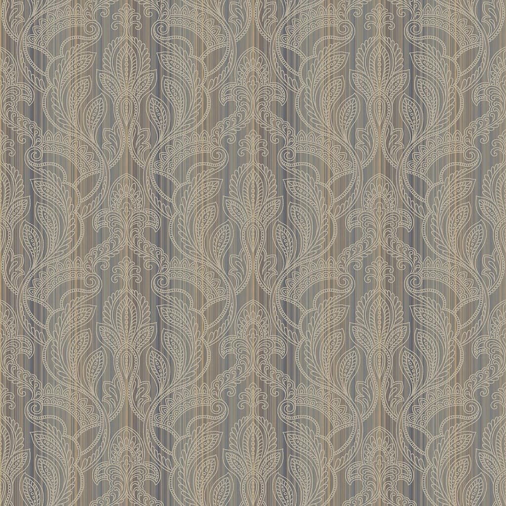 Galerie Wallcoverings Nordic Elements Embossed Paisley Stripe Non-woven Metallic Wallpaper Roll