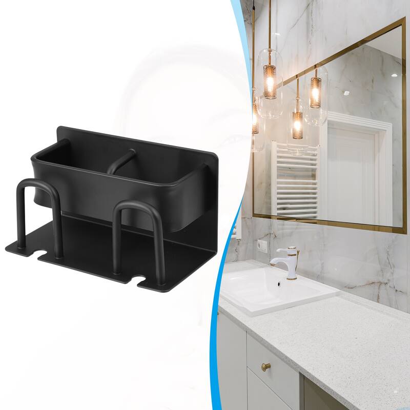 Toothbrush Holder Wall Mounted, Toothbrush Holders and Toothpaste Squeezer Bathroom Set - Black - 5.51"x2.87"x3.03"(L*W*H)