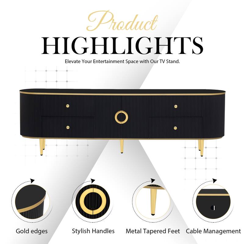 Modern TV Stand for TVs up to 80", Entertainment Center TV Console Table with 4 Drawers & Media Storage Cabinet for Living room