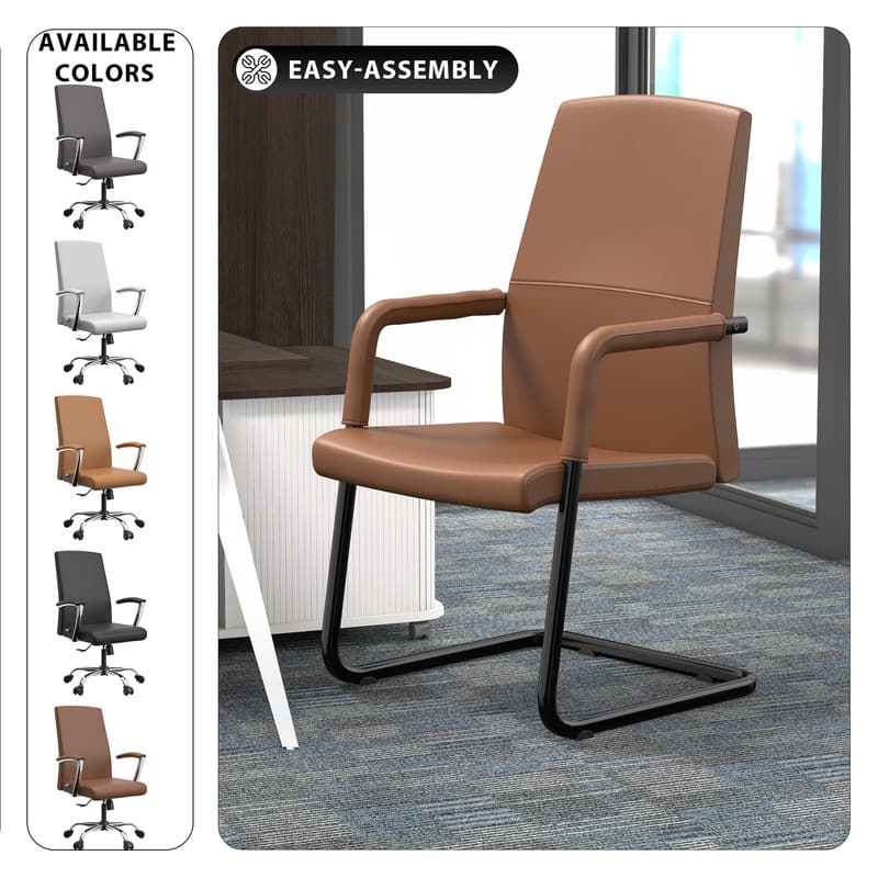 LeisureMod Evander Modern Faux Leather Office Chair with Aluminum Frame