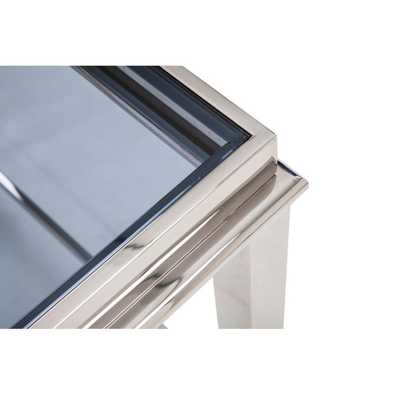 Modrest Alwin Modern Glass & Stainless Steel Coffee Table