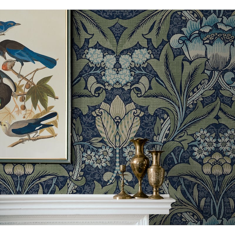 NextWall Acanthus Floral Peel and Stick Wallpaper