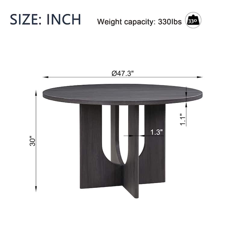 47.3 Inch Modern Round Dining Table for 4 - Farmhouse Style for Kitchen, Dining Room, Living Room
