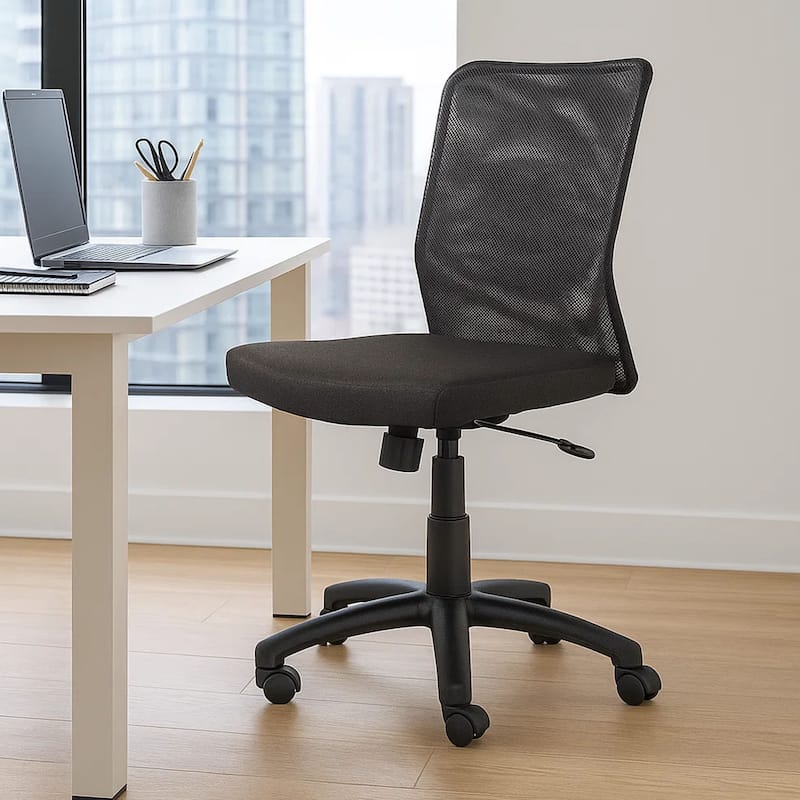 Lene Black Rolling Task Chair, Adjustable Tilt Tension Mechanism and Lock