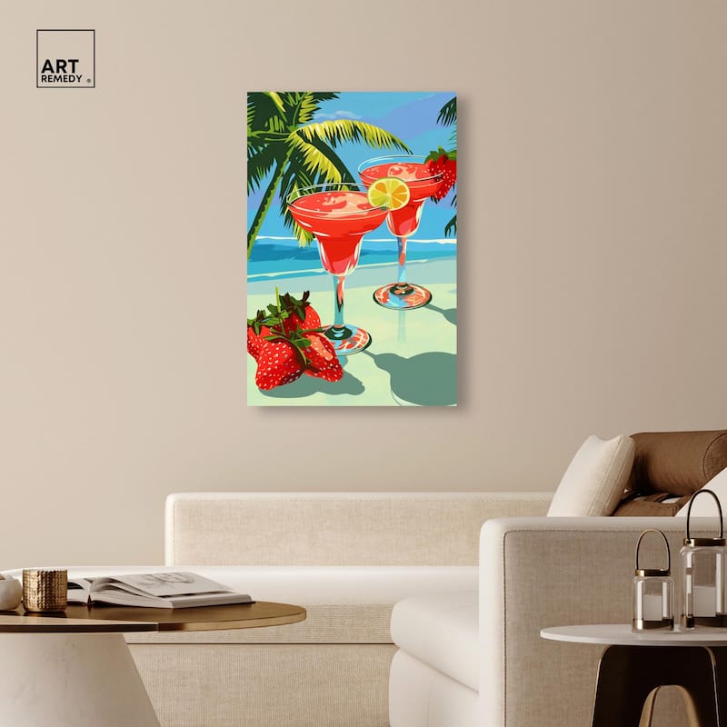 Strawberry Daiquri Breeze Canvas by Art Remedy, Gallery Wrapped