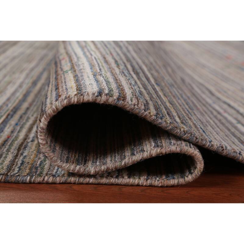 Hand Knotted Oriental 100% Wool Carpet Tribal Stripe Multi-Colored Gabbeh Area Rug - 9' 9'' X 7' 11''